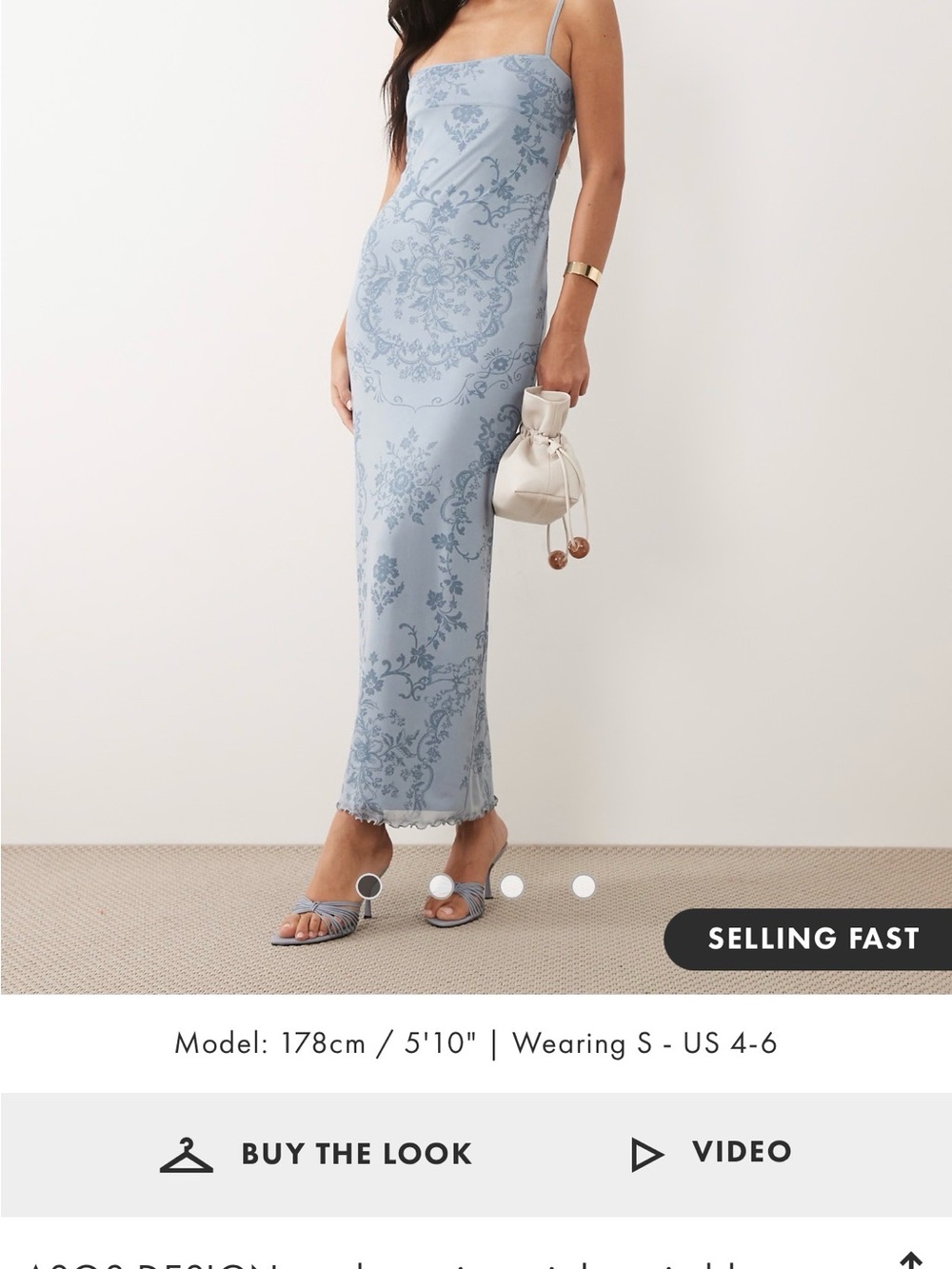 ASOS Pale Blue Floral Slip Maxi Dress